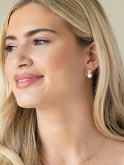 Ivory & Co Silver Gold Portland Solitaire Crystal And Pearl Earrings - Image 2 of 5