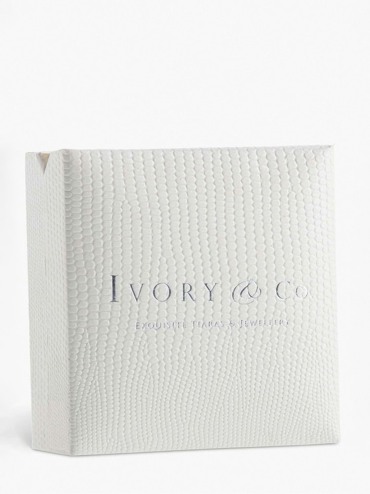 Ivory & Co Silver Gold Portland Solitaire Crystal And Pearl Earrings - Image 5 of 5