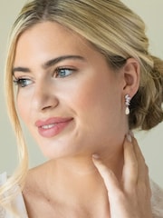 Ivory & Co Rose Gold Ashbourne R Classic Crystal And Pearl Drop Earrings - Image 2 of 5