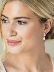 Ivory & Co Rose Gold Ashbourne R Classic Crystal And Pearl Drop Earrings - Image 4 of 5