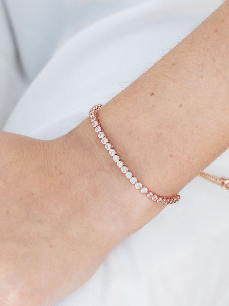 Ivory & Co Rose Gold Tivoli Crystal Delicate Toggle Bracelet - Image 2 of 4