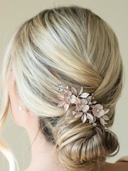 Ivory & Co Rose Gold Gardenia Crystal And Pearl Enamelled Floral Clip - Image 4 of 4