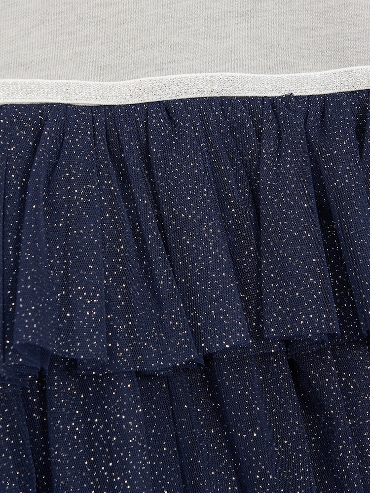 Miss Robe grise 100% coton à manches longues 2- en -1 Robe à sequins avec jupe tutu - Image 5 of 5