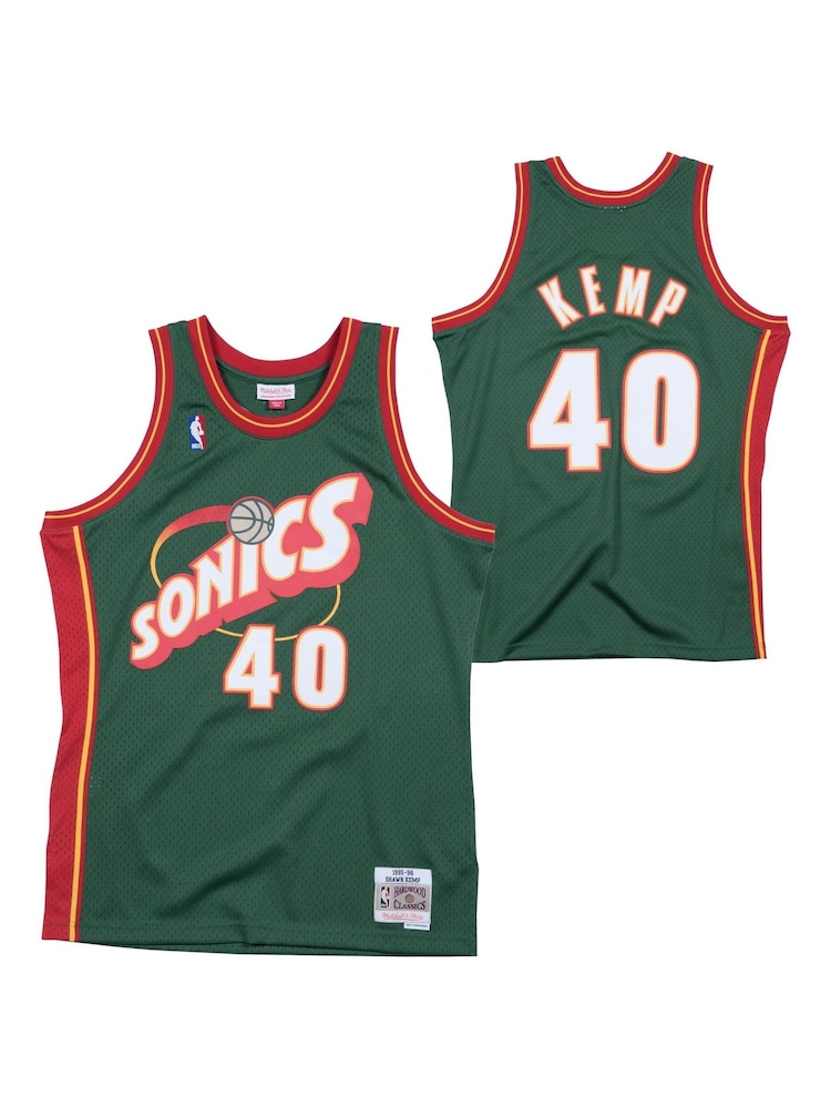 Fanatics Green NBA Seattle Supersonics Shawn Kemp 1995-1996 Hardwood Classics Road Swingman Jersey - Image 1 of 3
