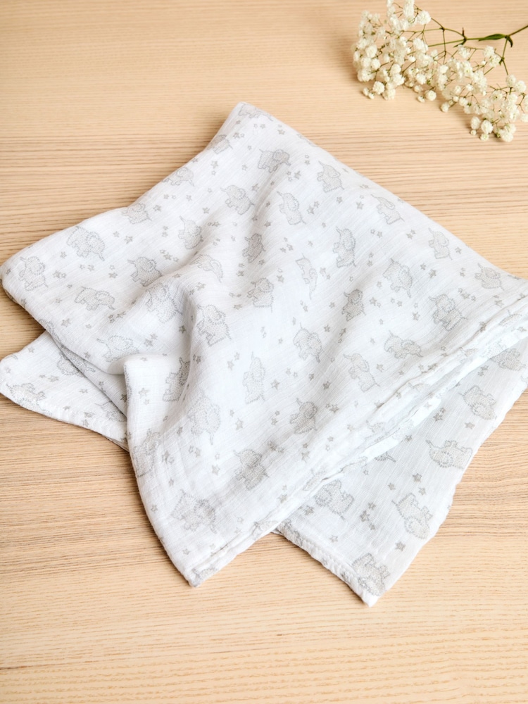 JoJo Maman Bébé Grey Elephant Extra Large Muslin - Image 1 of 4