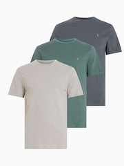 AllSaints Green Brace Crew T-Shirts 3 Pack - Image 1 of 9