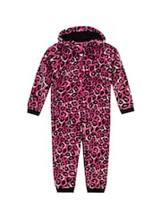 Harry Bear Pink Leopard Print All In One Fleece - Image 1 of 2