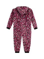 Harry Bear Pink Leopard Print All In One Fleece - Image 2 of 2