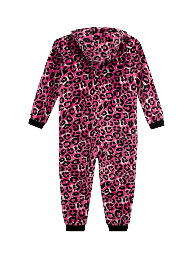Harry Bear Pink Leopard Print All In One Fleece - Image 2 of 2