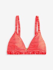 Pink/Red Stripe Ruched Triangle Bikini Top - Image 7 of 7