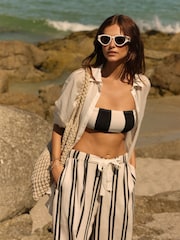 Black/Ecru Pique Stripe Bikini Top - Image 2 of 3