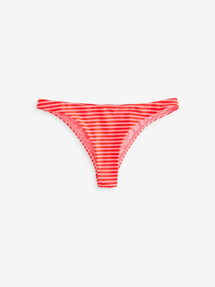 Pink/Red Stripe High Leg Bikini Bottoms - Image 6 of 6