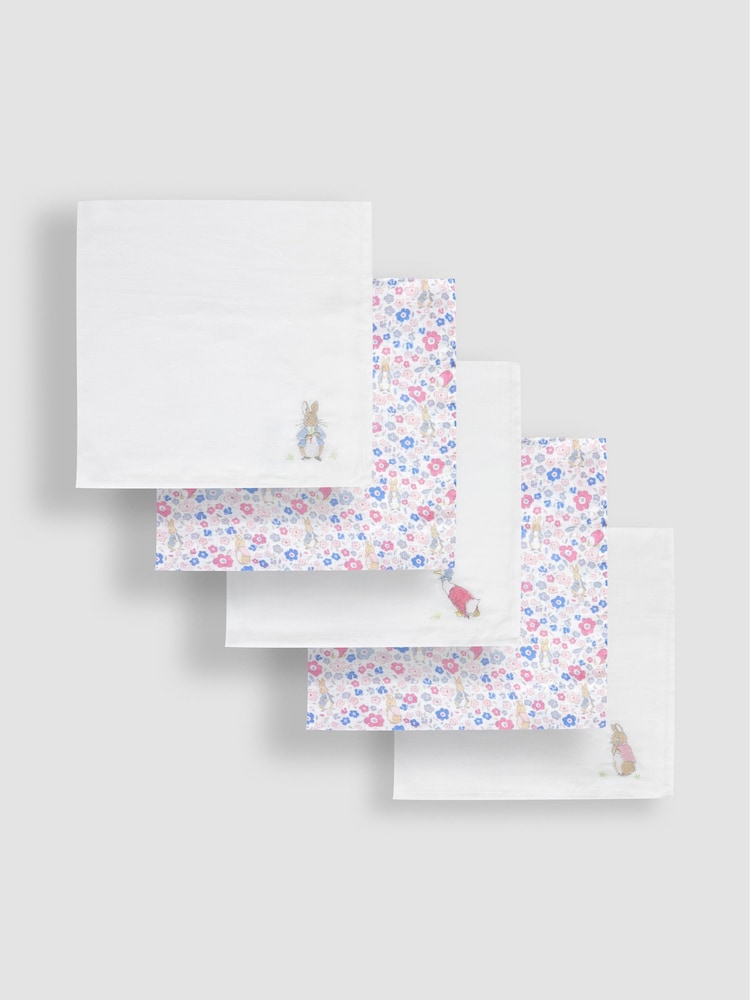 JoJo Maman Bébé 5-Pack Pretty Beatrix Potter Embroidered Muslins - Image 2 of 3