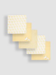 JoJo Maman Bébé Yellow Duck 5-Pack Embroidered Muslin Squares - Image 3 of 4