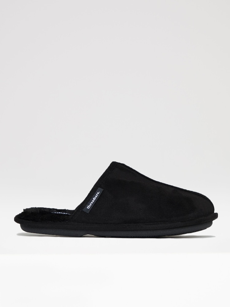 Negro - Pantuflas tipo chinelas de antelina con forro de piel sintética de Threadbare - Imagen 1 de 5 Negro - Pantuflas tipo chinelas de antelina con forro de piel sintética de Threadbare - Imagen 1 de 5