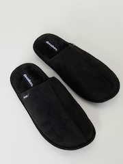 Threadbare Black Faux Fur Lined Suedette Mule Slippers - Image 3 of 5