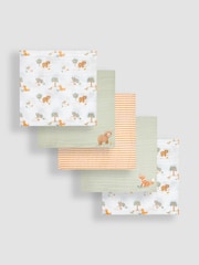 JoJo Maman Bébé Woodland 5-Pack Embroidered Muslin Squares - Image 2 of 3