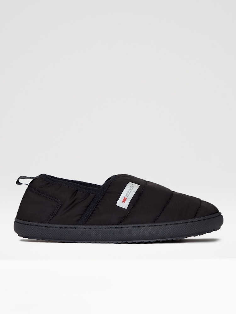Threadbare Black Thinsulate Padded Mule Slippers - Image 1 of 5