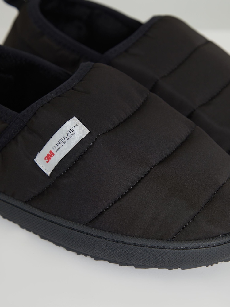 Threadbare Black Thinsulate Padded Mule Slippers - Image 4 of 5