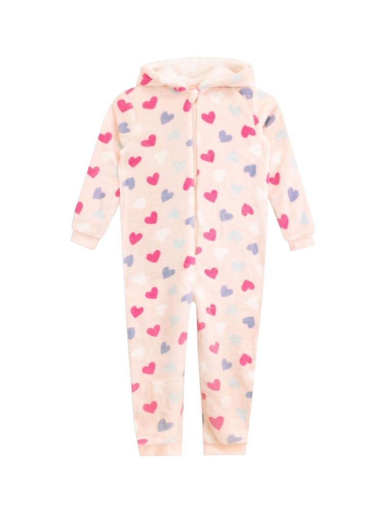 Harry Bear Pink Hearts Fleece All In One - Image 2 of 4