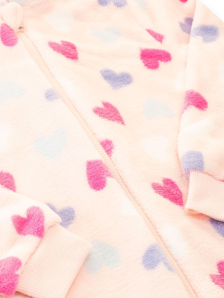 Harry Bear Pink Hearts Fleece All In One - Image 4 of 4