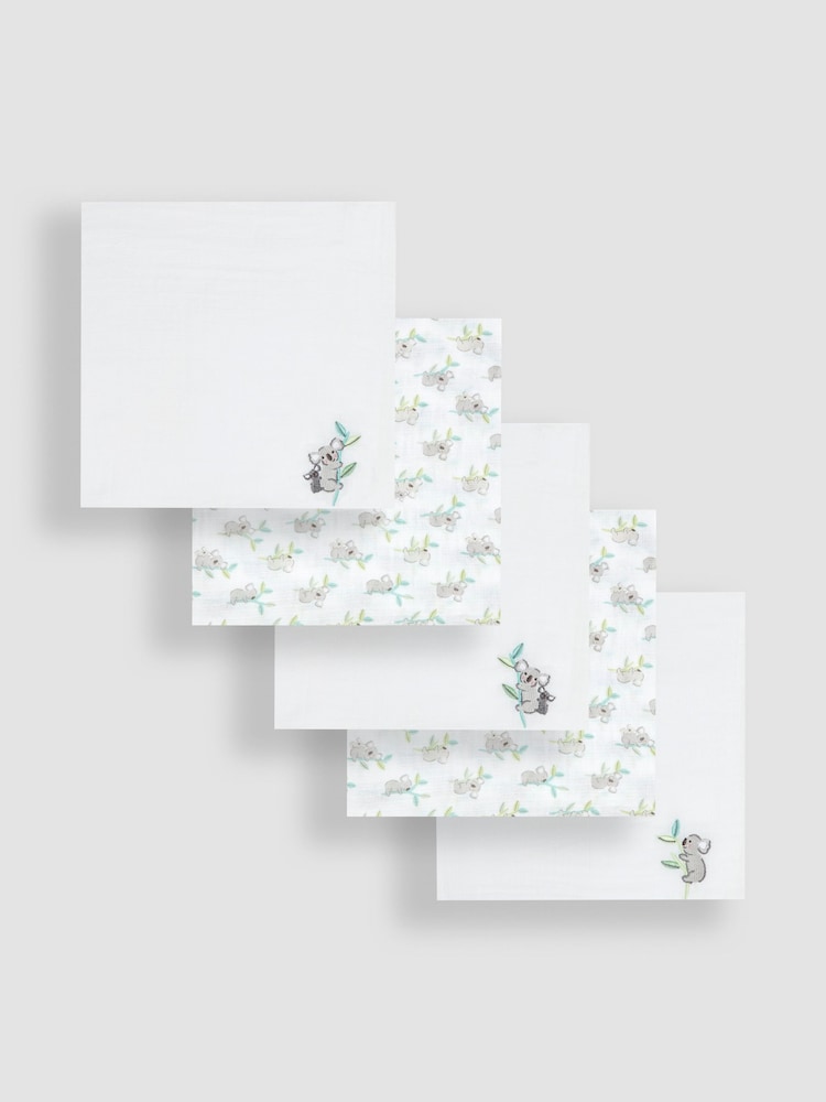 Pack de 5 muselinas cuadradas con bordados de JoJo Maman Bébé - Imagen 2 de 3