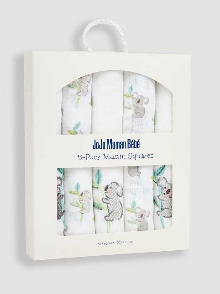 Pack de 5 muselinas cuadradas con bordados de JoJo Maman Bébé - Imagen 3 de 3
