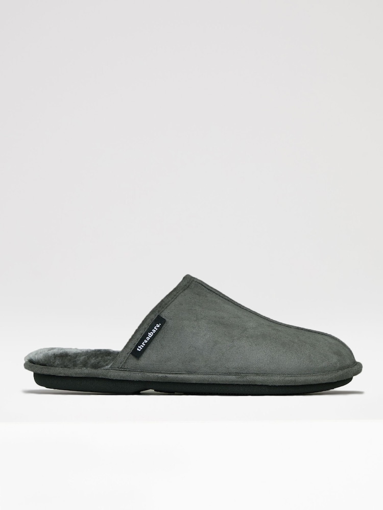 Gris - Pantuflas tipo chinelas de antelina con forro de piel sintética de Threadbare - Imagen 1 de 4 Gris - Pantuflas tipo chinelas de antelina con forro de piel sintética de Threadbare - Imagen 1 de 4