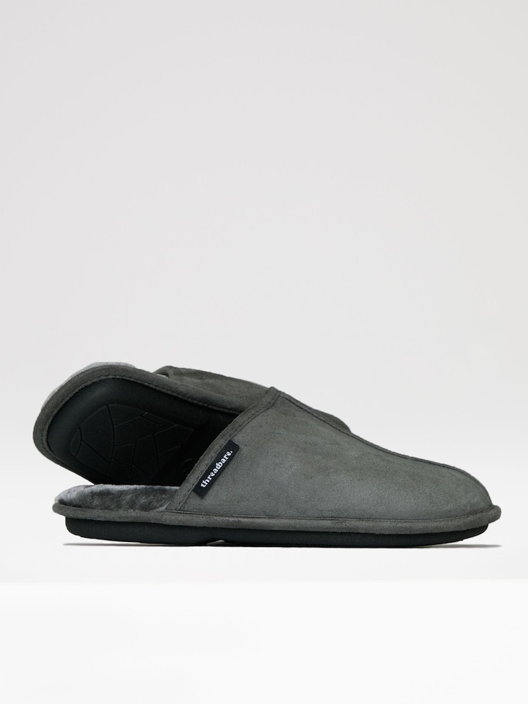 Gris - Pantuflas tipo chinelas de antelina con forro de piel sintética de Threadbare - Imagen 2 de 4 Gris - Pantuflas tipo chinelas de antelina con forro de piel sintética de Threadbare - Imagen 2 de 4