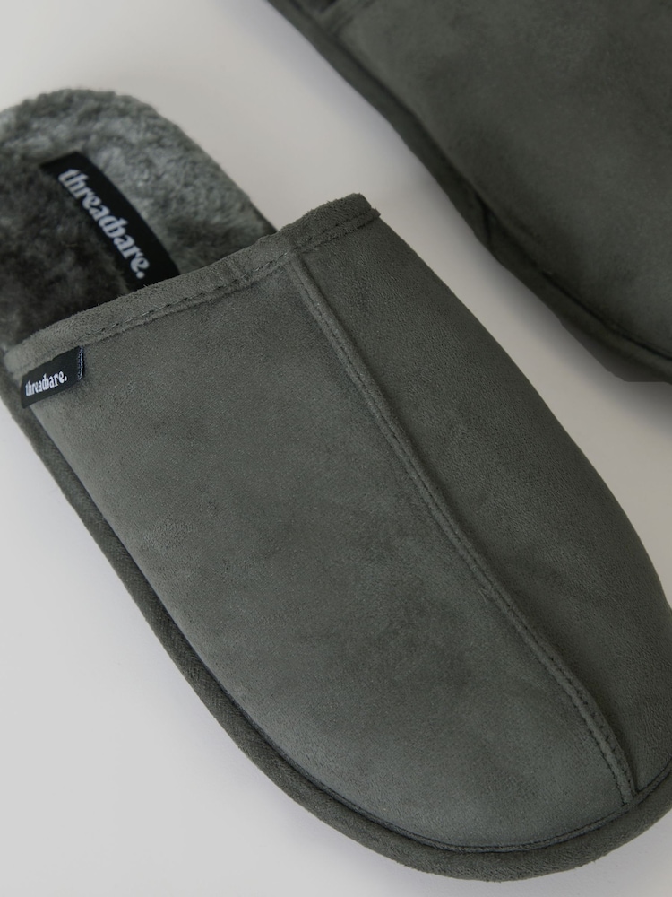 Gris - Pantuflas tipo chinelas de antelina con forro de piel sintética de Threadbare - Imagen 4 de 4 Gris - Pantuflas tipo chinelas de antelina con forro de piel sintética de Threadbare - Imagen 4 de 4