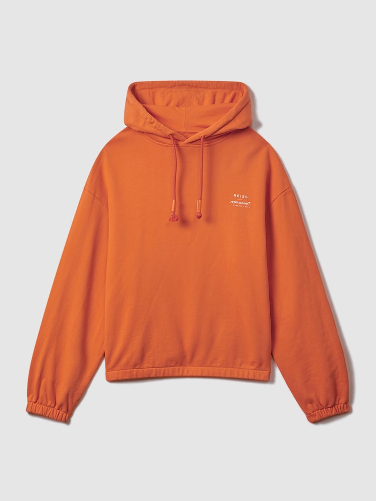 Reiss x McLaren F1 Team Papaya McLaren F1 Elasticated Cotton Hoodie - Image 2 of 11