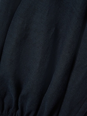 Reiss Navy Immy Cropped Blouson Sleeve Top With Linen - Image 7 of 7