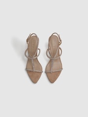 Reiss Nude Julie Embellished Suede Heeled Sandals - Image 3 of 5