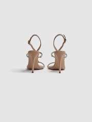 Reiss Nude Julie Embellished Suede Heeled Sandals - Image 4 of 5