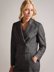 Ted Baker Grey Jaiddee Double Breasted Crop Blazer - Image 1 of 8