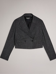Ted Baker Grey Jaiddee Double Breasted Crop Blazer - Image 3 of 8