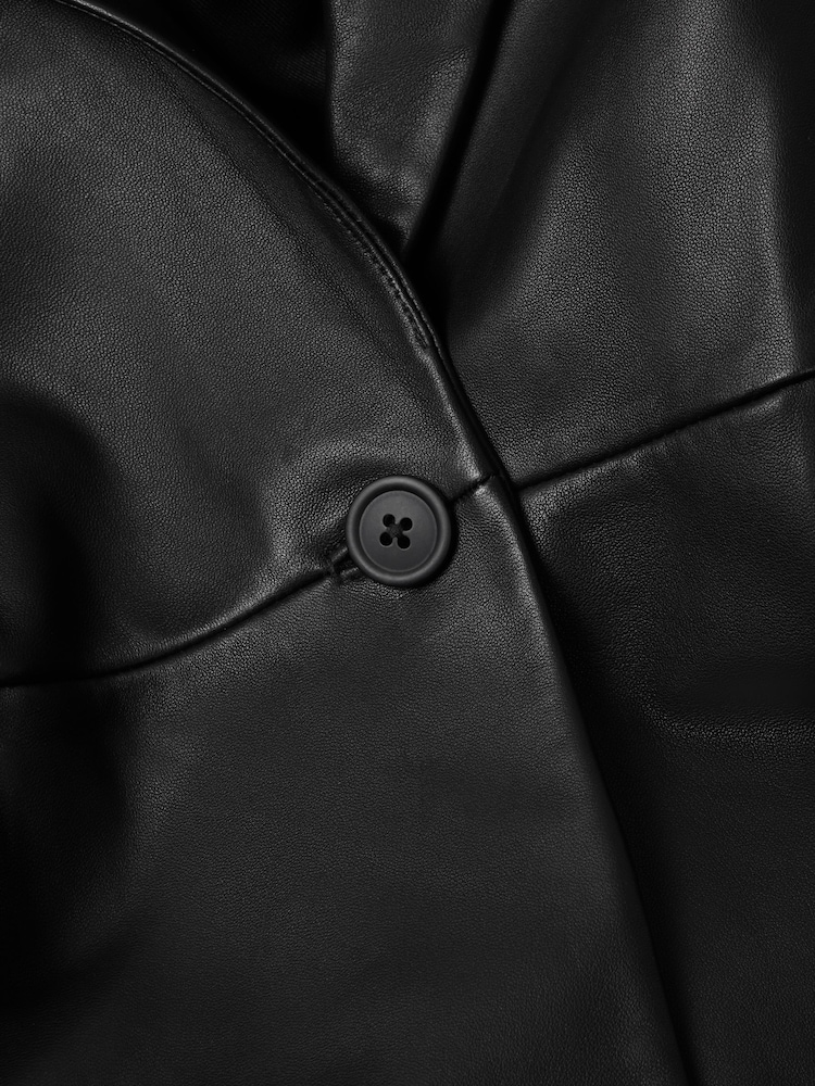 Reiss Black Bailey Leather Single Breasted Blazer - Image 6 of 6