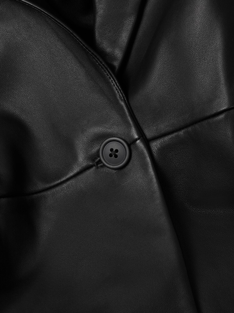 Reiss Black Bailey Leather Single Breasted Blazer - Image 6 of 6 Reiss Black Bailey Leather Single Breasted Blazer - Image 6 of 6