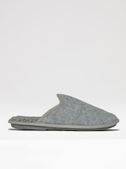 Threadbare Grey Borg Lined Felt Mule Slippers - Image 1 of 4