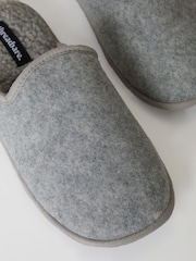 Threadbare Grey Borg Lined Felt Mule Slippers - Image 4 of 4