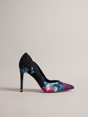 Ted Baker Black Orlas Printed Satin 103mm Court Shoes - Image 1 of 5