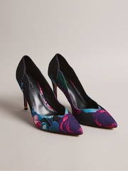 Ted Baker Black Orlas Printed Satin 103mm Court Shoes - Image 2 of 5
