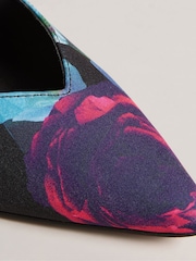 Ted Baker Black Orlas Printed Satin 103mm Court Shoes - Image 4 of 5
