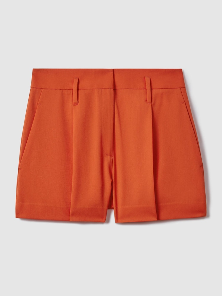 Reiss x McLaren F1 Team Papaya Wool Blend Pleated Shorts - Image 2 of 7