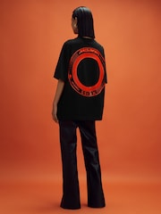 Reiss x McLaren F1 Team Black McLaren F1 Oversized Cotton Crew Neck T-Shirt - Image 8 of 9