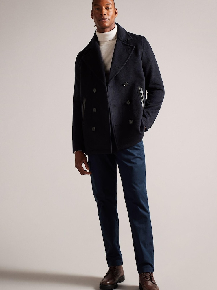 Ted Baker Blue Aldovie Wool Peacoat - Image 3 of 7
