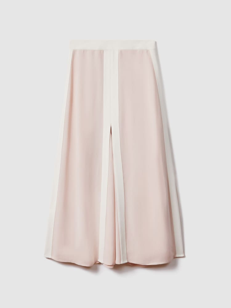 Reiss Nude/Ivory Rosalia Contrast Trim Co-Ord Midi Skirt - Image 2 of 5
