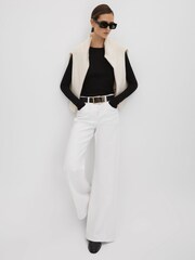 Reiss Black Tora Cotton Blend Crew Neck Top - Image 3 of 6