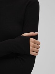 Reiss Black Tora Cotton Blend Crew Neck Top - Image 4 of 6
