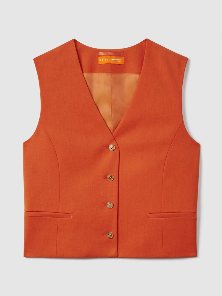Reiss x McLaren F1 Team Papaya Wool Blend Waistcoat - Image 2 of 7
